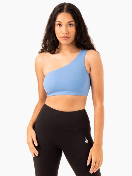 Ryderwear Adapt One Shoulder Sports Bra Niebieskie | LNCDGW721