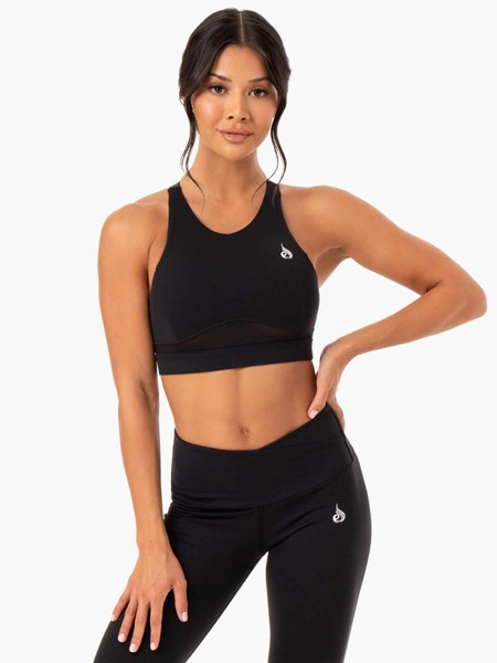 Ryderwear Amazon Mesh Sports Bra Czarne | FNSMZG385