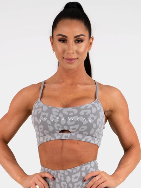 Ryderwear Animal Sports Bra Panterka Szare | TAHJIC085