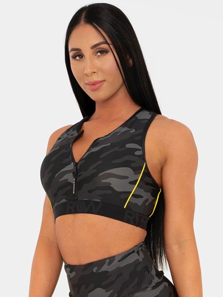 Ryderwear BFCAMO Zip Up Sports Bra Camo | QHFUMA576