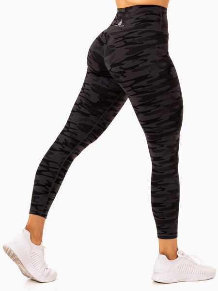 Ryderwear Base Full Length Legging Czarne Camo | IENSDH807