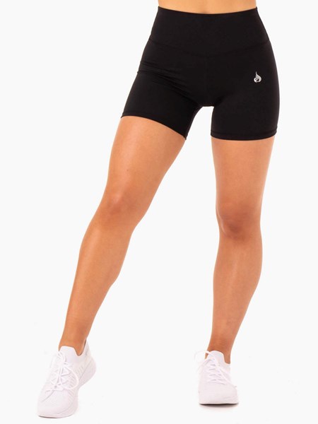 Ryderwear Base High Waisted Shorts Czarne | BNZERW965