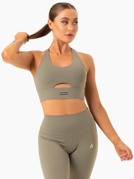 Ryderwear Base Racer Back Sports Bra Khaki | IVWQDE680