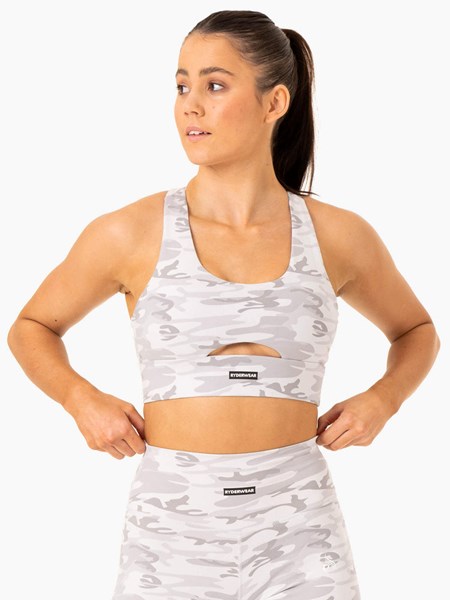 Ryderwear Base Racer Back Sports Bra Szare Camo | FRHEPZ314