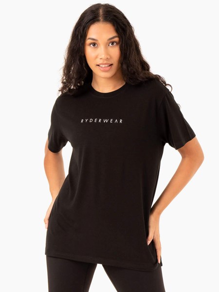 Ryderwear Boyfriend Longline T-Shirt Czarne | XRTUDA231