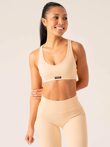 Ryderwear Circuit Rib Seamless Sports Bra Peach Sorbet | ZFATKR027