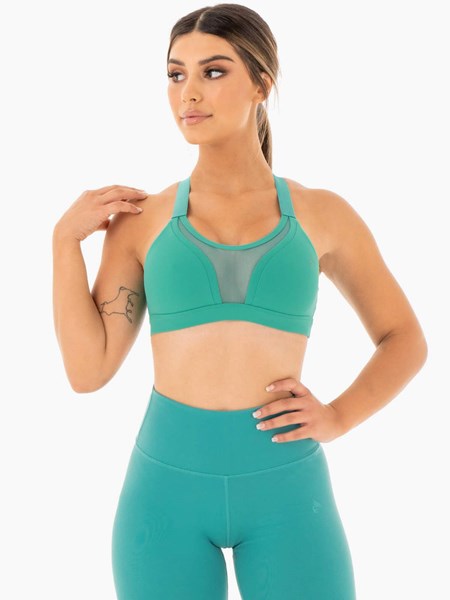 Ryderwear Collide Mesh Contour Sports Bra Turkusowe | YRPWVX510