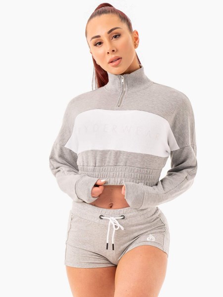 Ryderwear Cropped Track Jumper Szare | DZWUFY835