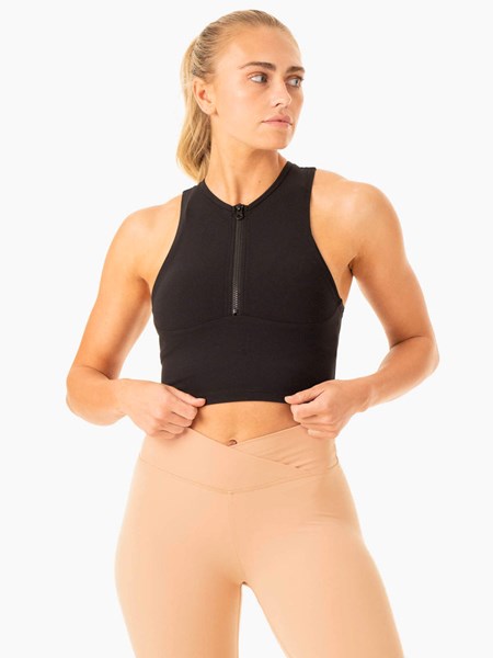 Ryderwear Embody Zip Up Crop Czarne | LJAKUS603