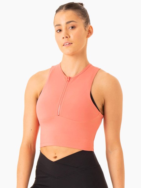 Ryderwear Embody Zip Up Crop Różowe Różowe | EURQJD295