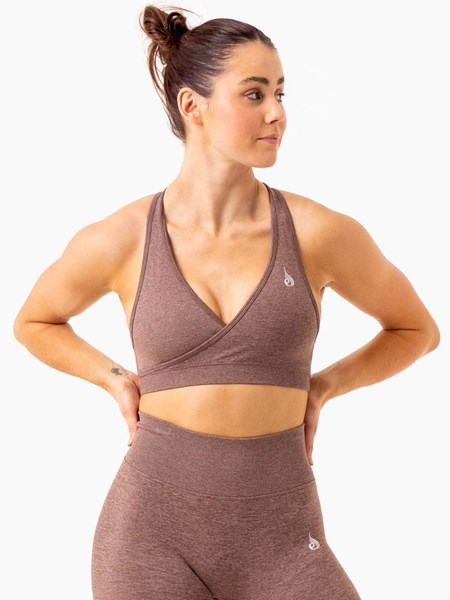 Ryderwear Essential Seamless Cross Over Sports Bra Czekolada | XZJDOL193