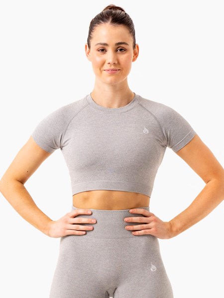 Ryderwear Essential Seamless Tee Głęboka Szare | HKZRDB465