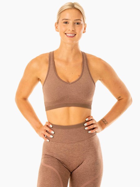 Ryderwear Excel Seamless Sports Bra Mocha Marl | IUDCRY068