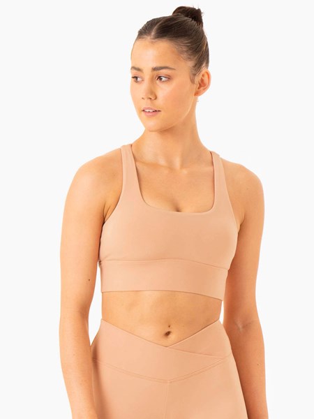 Ryderwear Flow Square Neck Sports Bra Tan | YEUKDQ275