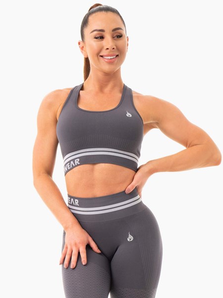 Ryderwear Freestyle Seamless Longline Sports Bra Charcoal | KCXYJR702