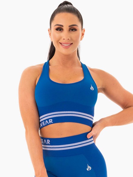 Ryderwear Freestyle Seamless Longline Sports Bra Niebieskie | RCVGBH240