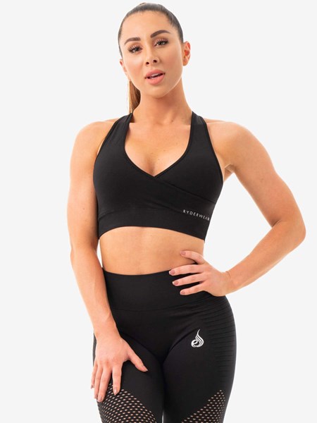 Ryderwear Geo Seamless Sports Bra Czarne | QHMVWU940