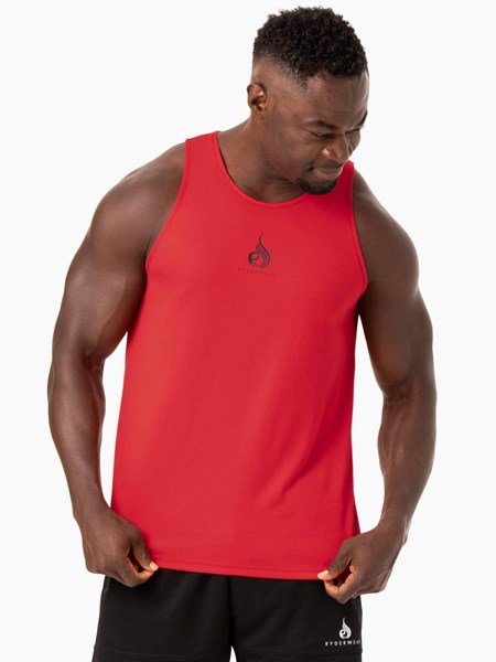 Ryderwear Heighten Mesh Regular Tank Czerwone | LPKAOJ173