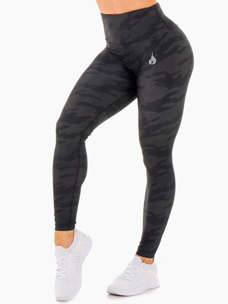 Ryderwear High Waisted Camo Leggings Czarne Camo | AIVBPC891