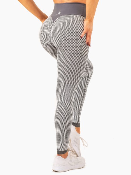 Ryderwear Honeycomb Scrunch Seamless Leggings Szare | USXDYN091