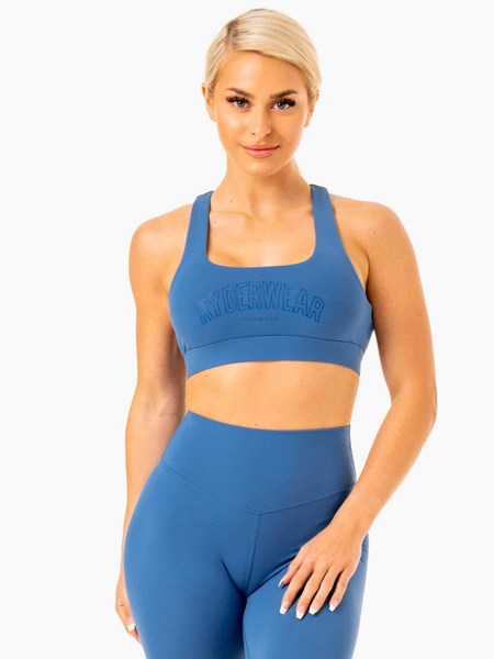 Ryderwear Knockout Racer Back Sports Bra Niebieskie | GPJKDM635