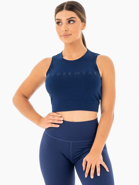 Ryderwear Motion Crop Top Granatowe | GJYENK870