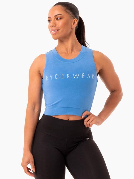 Ryderwear Motion Crop Top Niebieskie | RVLCNA729