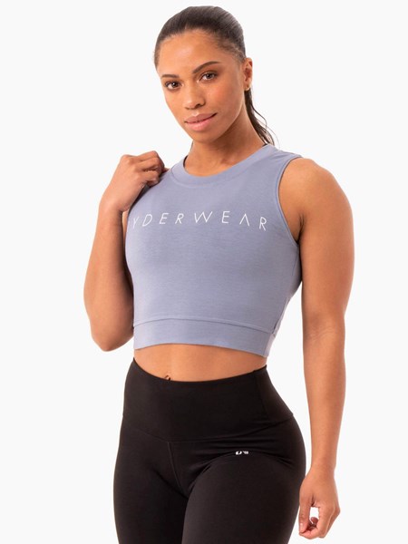 Ryderwear Motion Crop Top Szare | WNPJZU690