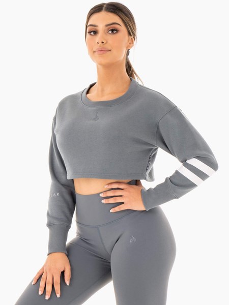 Ryderwear Motion Cropped Swetry Charcoal | LQJVDA316