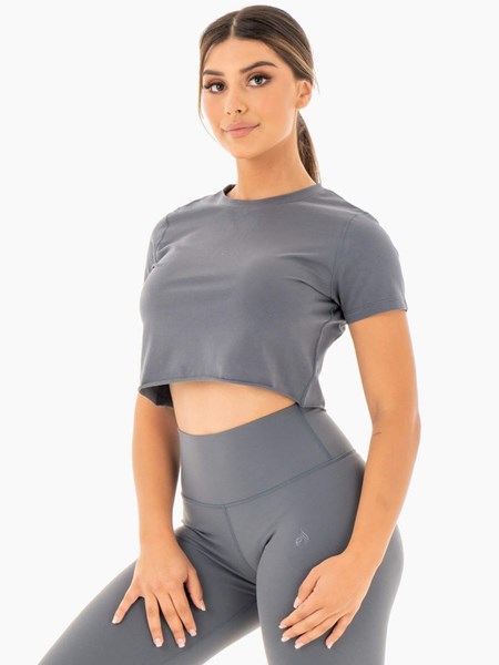 Ryderwear Motion Cropped T-Shirt Charcoal | IHMFPR164