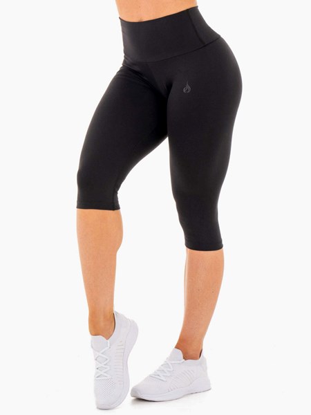 Ryderwear Motion High Waisted Capri Leggings Czarne | QLATYR492