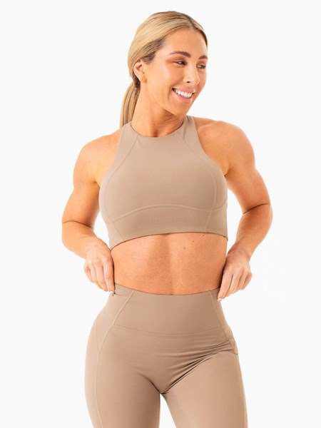 Ryderwear NKD Frame Long Line Sports Bra Latte | HGVQRI042