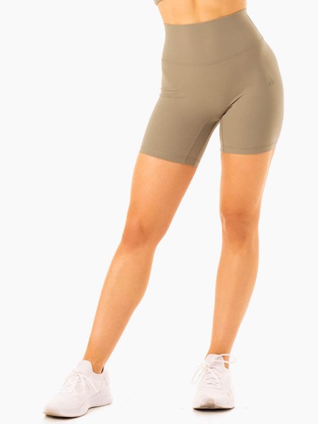 Ryderwear NKD Refine High Waisted Shorts Khaki | YXCFIJ921