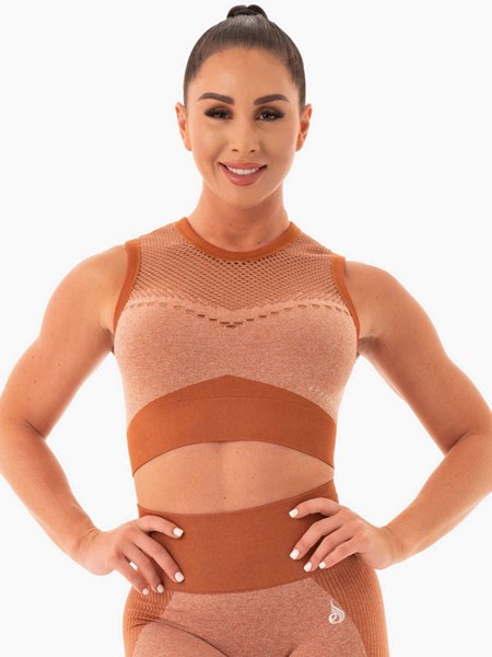 Ryderwear Oasis Seamless Crop Top Desert Rust | QJPNHL871