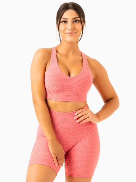 Ryderwear Optic V-Neck Sports Bra Różowe | IJNQHZ971