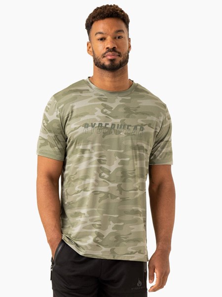 Ryderwear Overdrive T-Shirt Zielone Camo | HOLFRU903