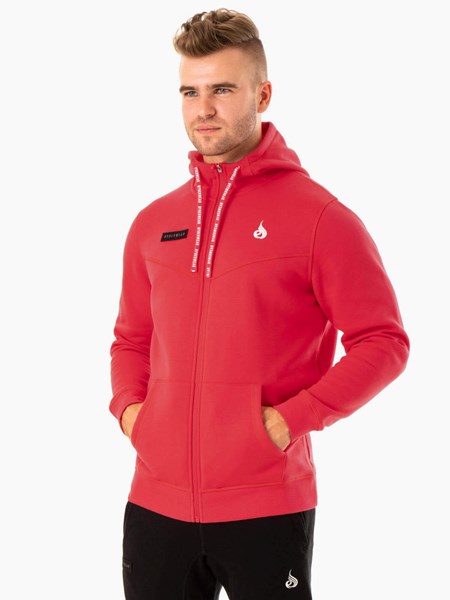 Ryderwear Recharge Zip Up Hoodie Czerwone | HZLGDI234