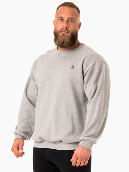 Ryderwear Reset Fleece Crew Neck Szare | XWEOUM287