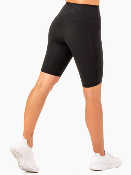 Ryderwear Reset High Waisted Pocket Bike Shorts Czarne | EVHACM260