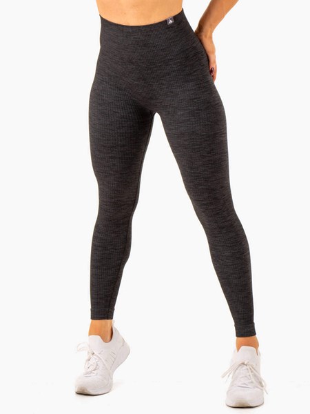 Ryderwear Rib Seamless Leggings Czarne | FGYETS180