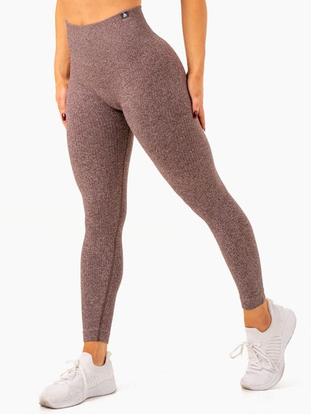 Ryderwear Rib Seamless Leggings Czekolada | NZEVJD130