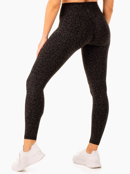 Ryderwear Rotation High Waisted Scrunch Leggings Czarne Panterka | NVGXQS396