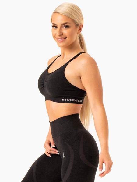 Ryderwear Sculpt Seamless Sports Bra Czarne | JVKPWT218