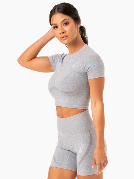 Ryderwear Sculpt Seamless T-Shirt Szare | WCEIFS145