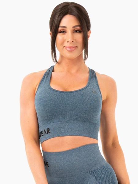 Ryderwear Seamless Staples Sports Bra Teal Marl | WMCDXS507