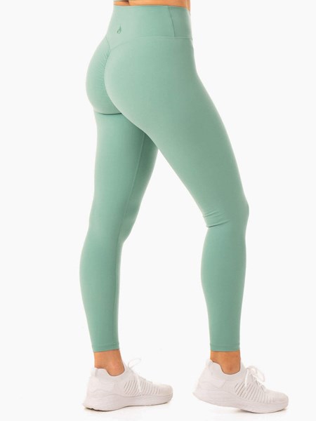 Ryderwear Serene Cross Over Scrunch Leggings Zielone | MFWAGK095