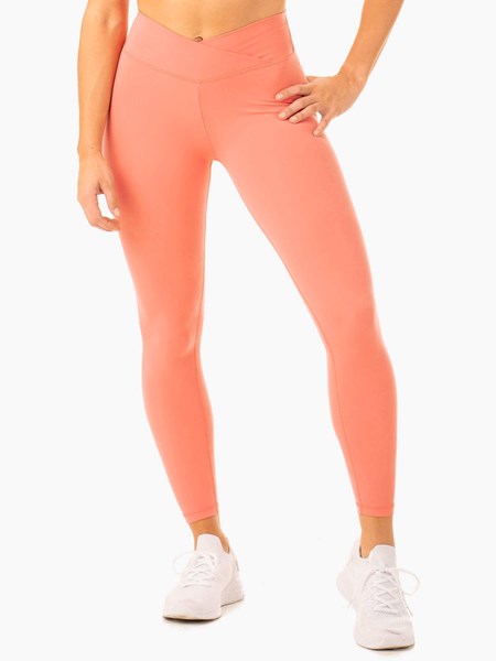 Ryderwear Serene Cross Over Scrunch Leggings Różowe Różowe | QVIKBY431