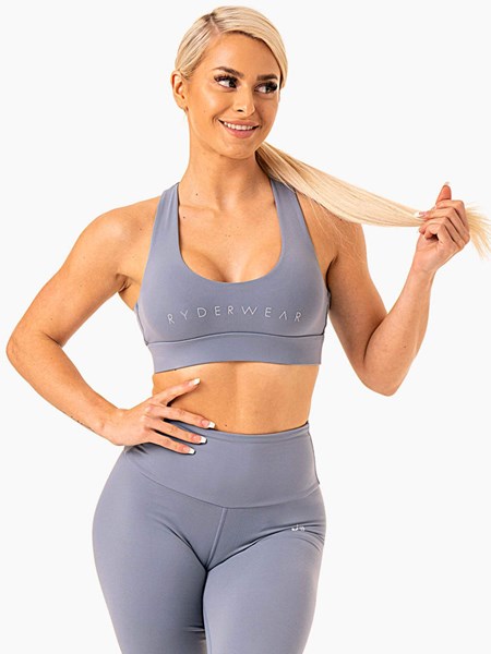 Ryderwear Staples Cross Over Sports Bra Szare | RQTHSW290