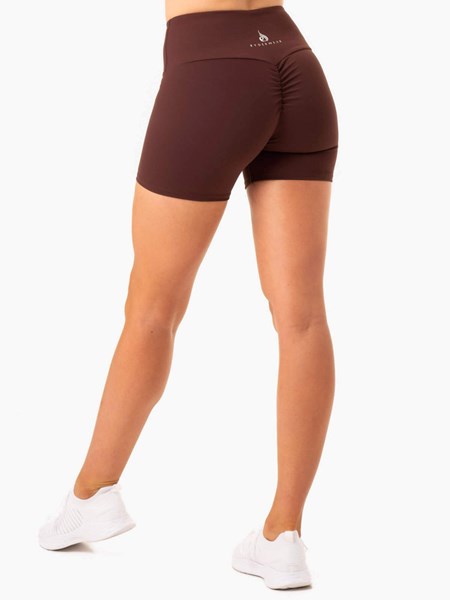 Ryderwear Staples Scrunch Bum Mid Length Shorts Czekolada | BLMRYN047