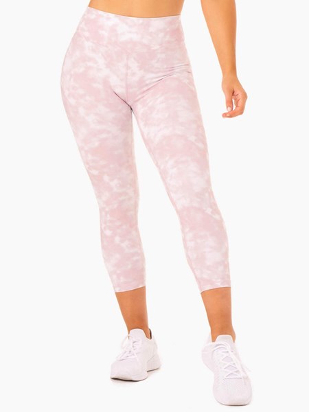 Ryderwear Tie Dye 7/8 Leggings Różowe | JEKLOR642